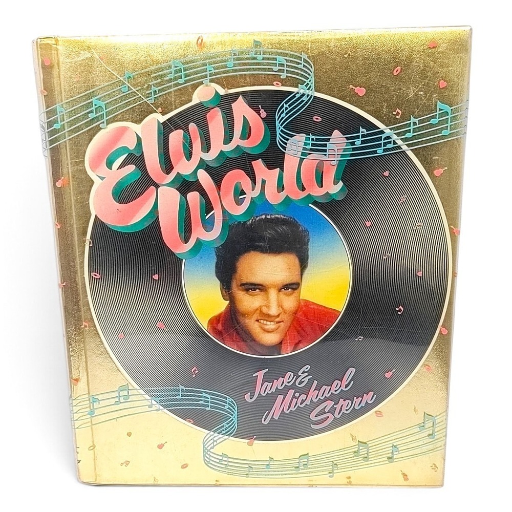 VTG 80's Alfred A Knopf Elvis World Jane Michael Stern Gold Book Hardcover 1987